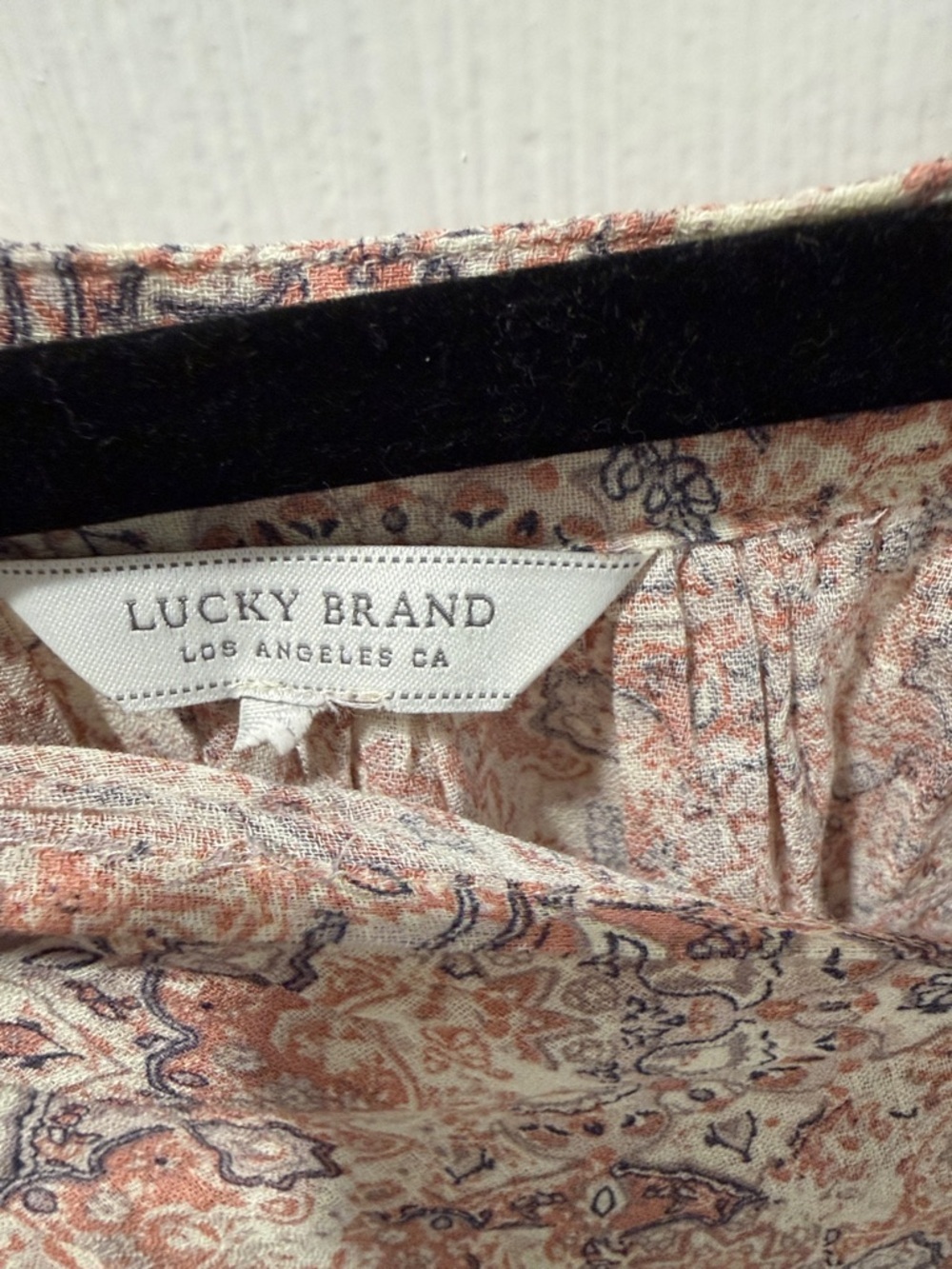 Lucky Brand Floral Paisley Top in Cream and Salmon - Picture 2 of 7